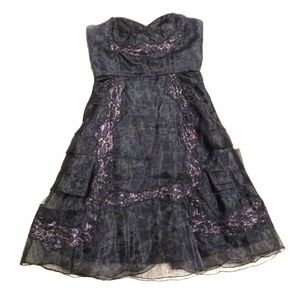 BCBGMaxazria Black Sweetheart Strapless Lace Dress